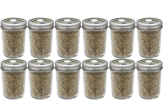 12 half pint brf mushroom substrate jars