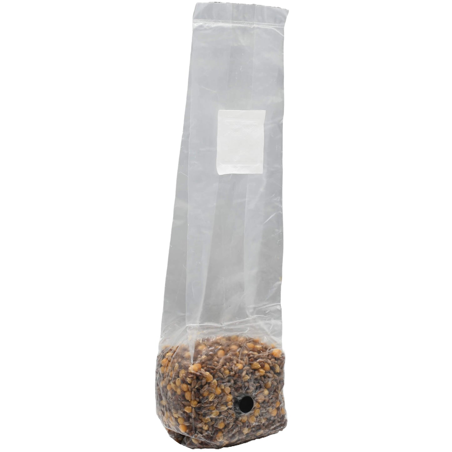 1 pound grow bag of multi grain mushroom substrate standing facing right