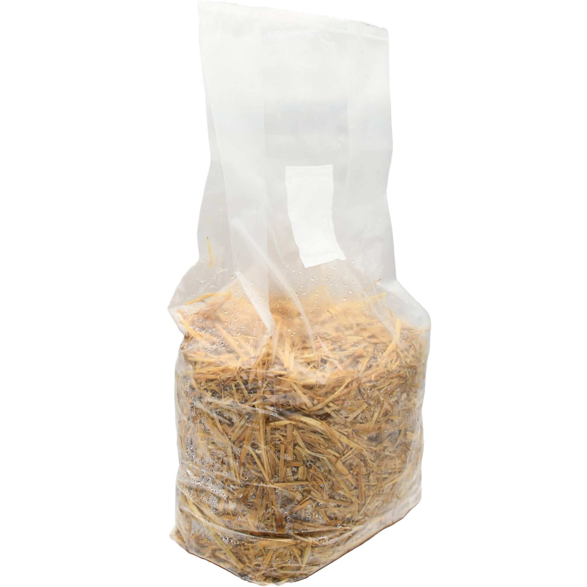 5 pound bag of straw mushroom substrate standing facing right