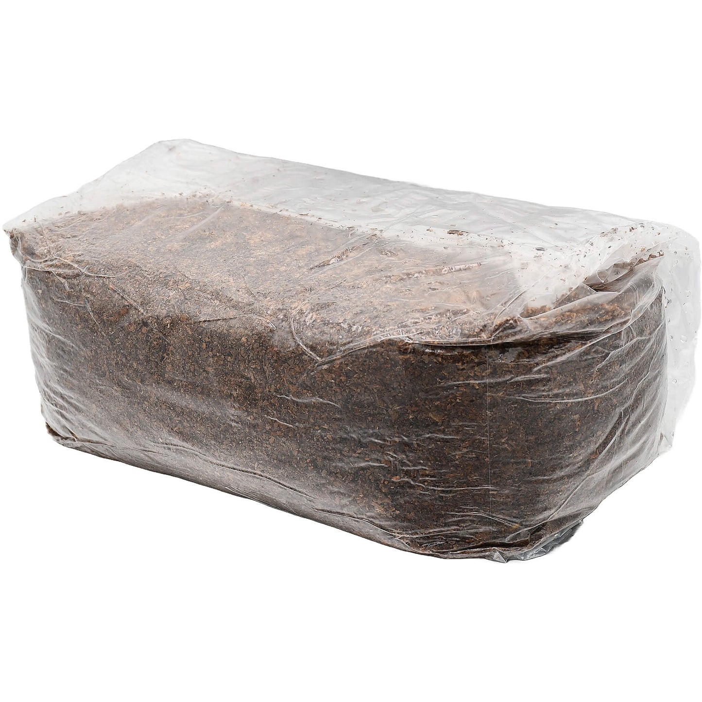 5 pound bag of wood based mushroom substrate folded facing left