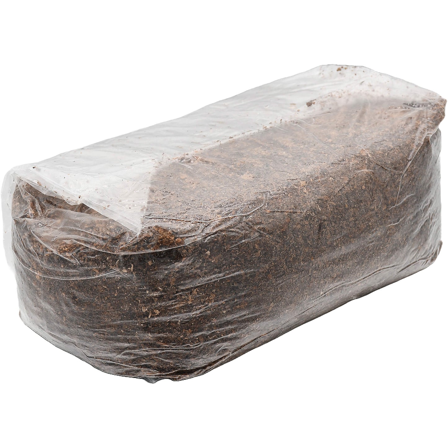 5 pound bag of wood based mushroom substrate folded facing right