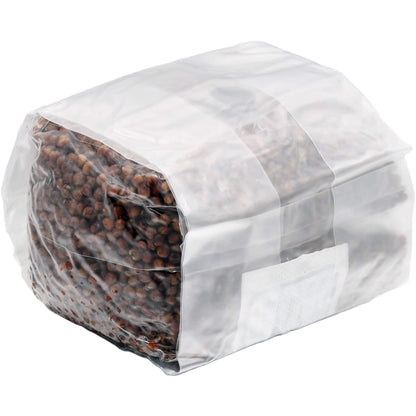 1 pound grow bag of red milo mushroom substrate folded facing right