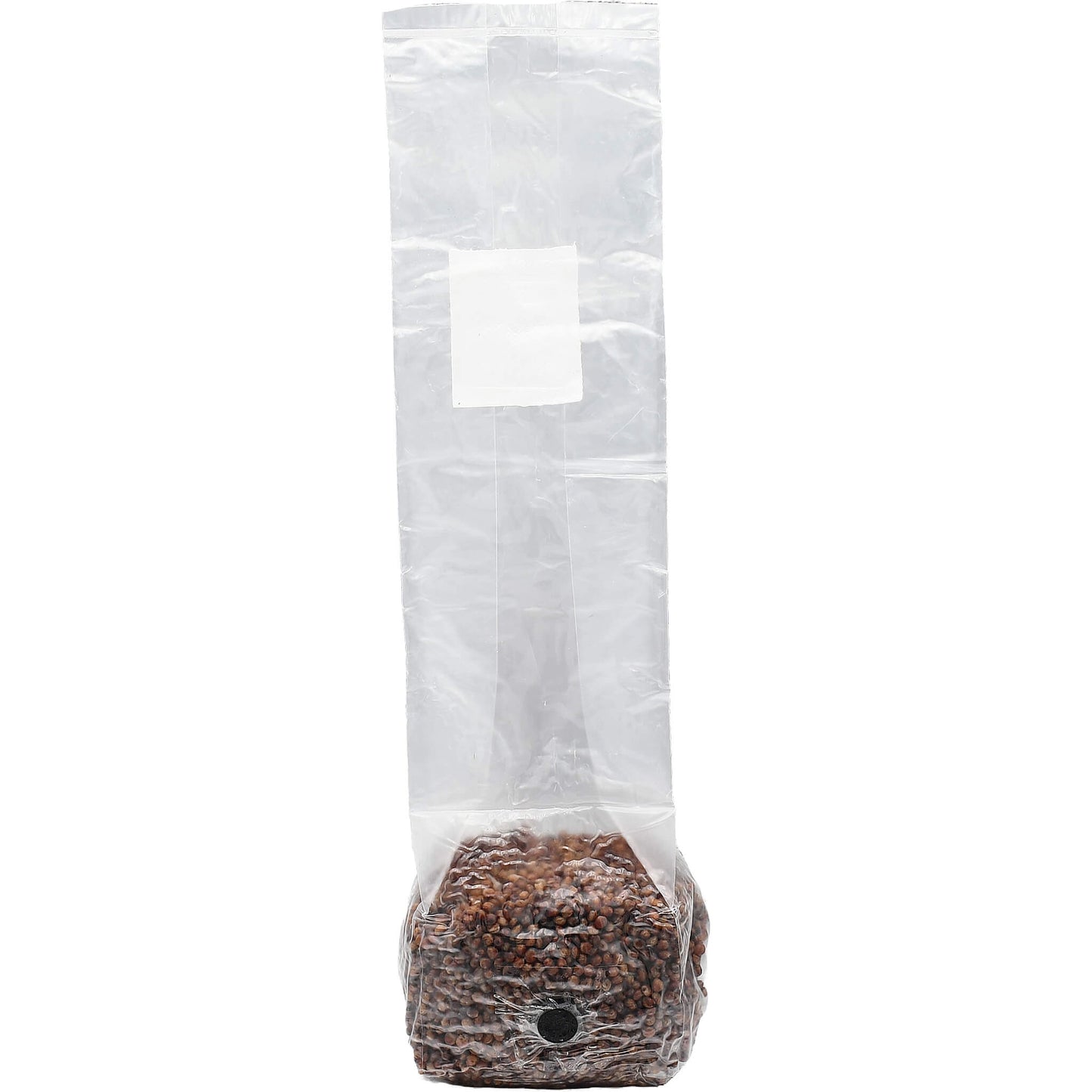 1 pound grow bag of red milo mushroom substrate facing forward