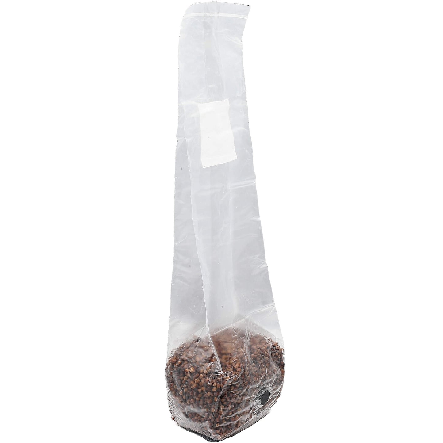 1 pound grow bag of red milo mushroom substrate facing right